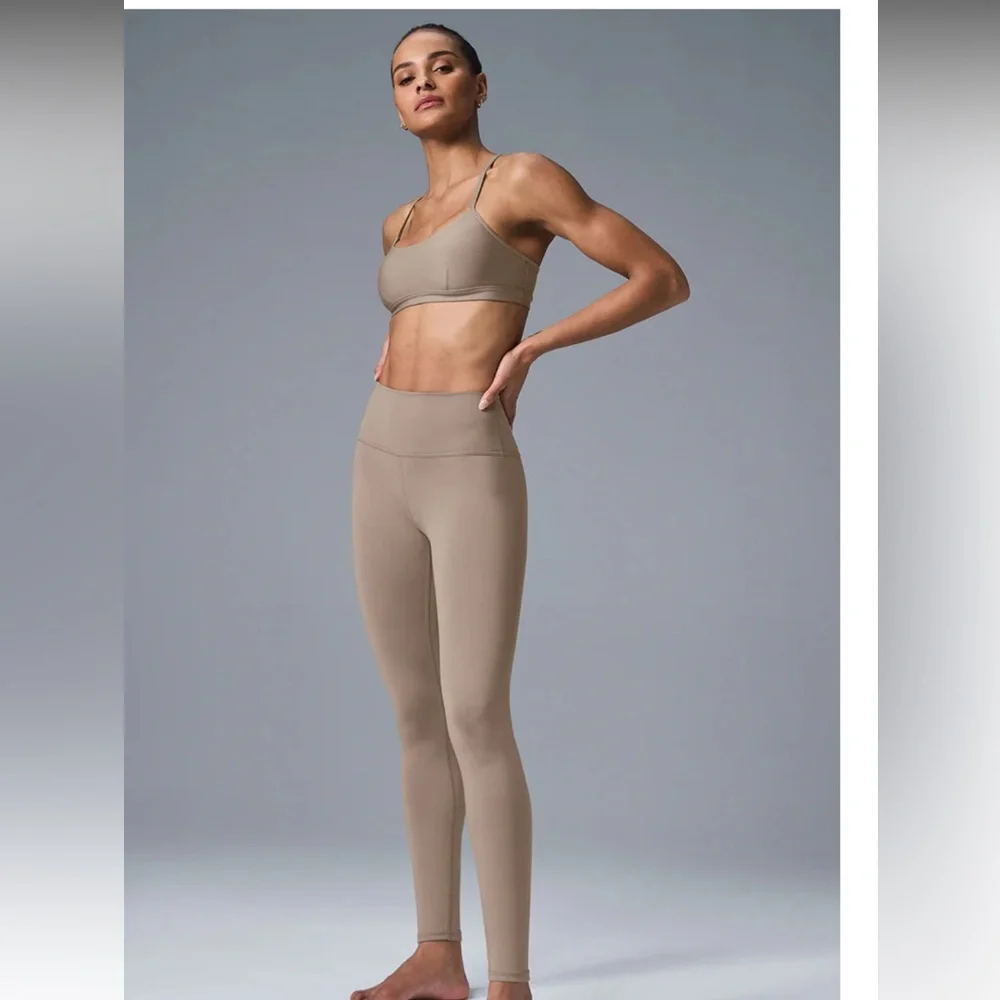 Alo High-Waist Airlift Leggings color is gravel taupe size large - Picture 5 of 6